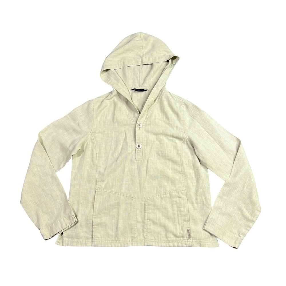 ExOfficio Linen Blend Hooded‎ Pullover Shirt Women's Small Sage Green MT/SU S04